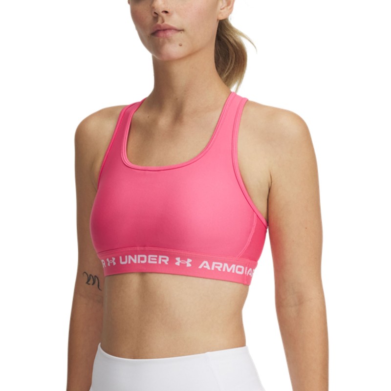 UNDER ARMOUR CROSSBACK MID BRA Super Pink / White