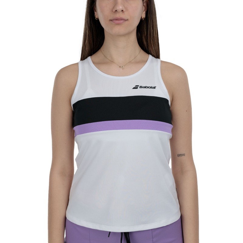 BABOLAT TANK TOP WOMAN PADEL Bianco Nero Lilla