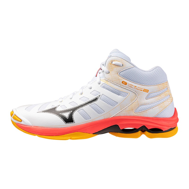 MIZUNO WAVE VOLTAGE 2 MID White/Fiery Coral 2/Citrus MIZUNO WAVE VOLTAGE 2 MID White/Fiery Coral 2/Citrus