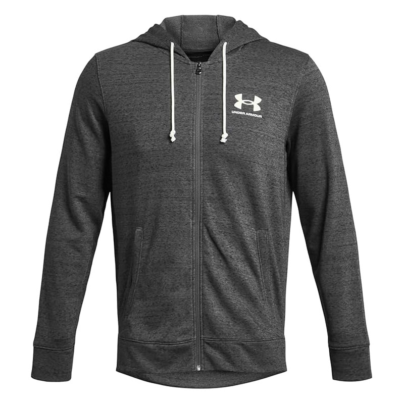 UNDER ARMOUR RIVAL TERRY FELPA FULL-ZIP Castlerock Light Heather / Onyx White - 025 UNDER ARMOUR RIVAL TERRY FELPA FULL-ZIP Castlerock Light Heather / Onyx White - 025